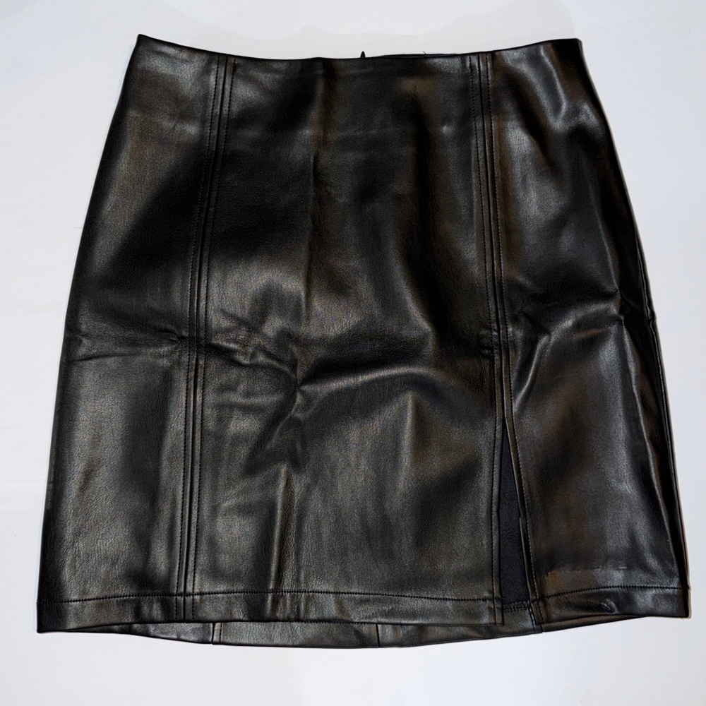 Mango Black Faux Leather Mini Skirt